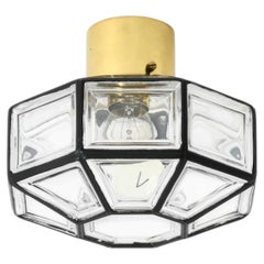 Beautiful 1970s Limburg glass ceiling lamp in octagon shape, Model 2756