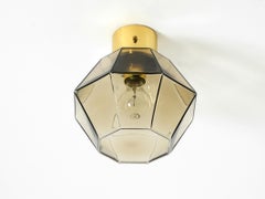 Beautiful 1970s Limburg Smoked Glass Ceiling Lamp in Octagonal Shape