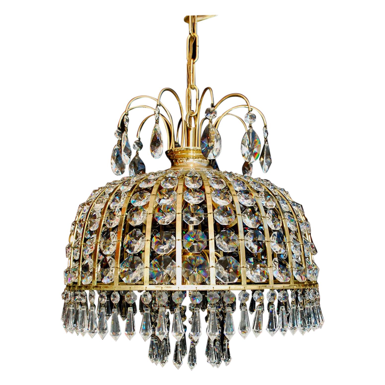 Beautiful 1970s Small Crystal Chandelier For Sale