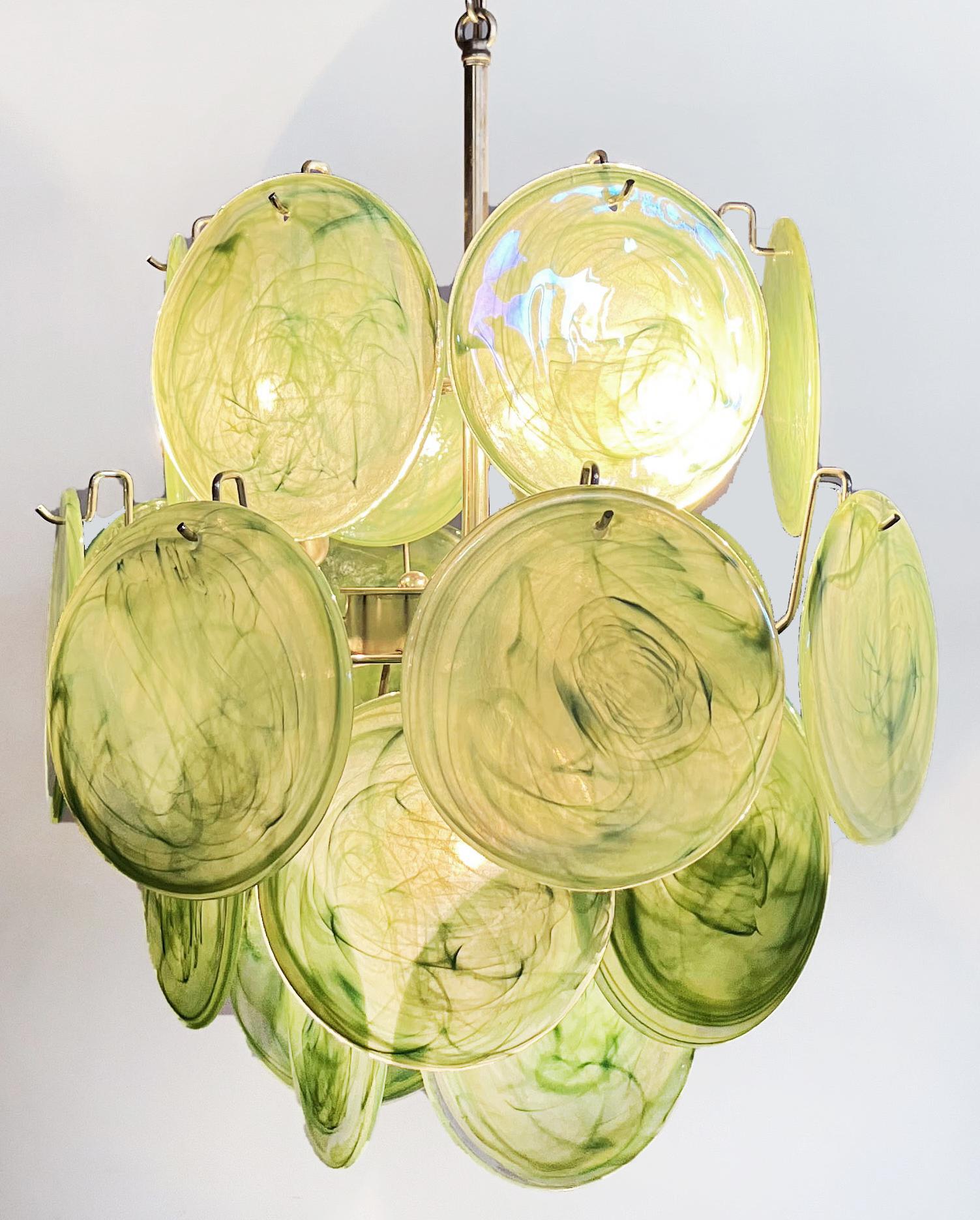 Beautiful 1970’s Vintage Italian Murano chandeliers - 24 green disks 4