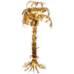 Beautiful 1980s Original Brass Palm Floor Lamp by Hans Kögl