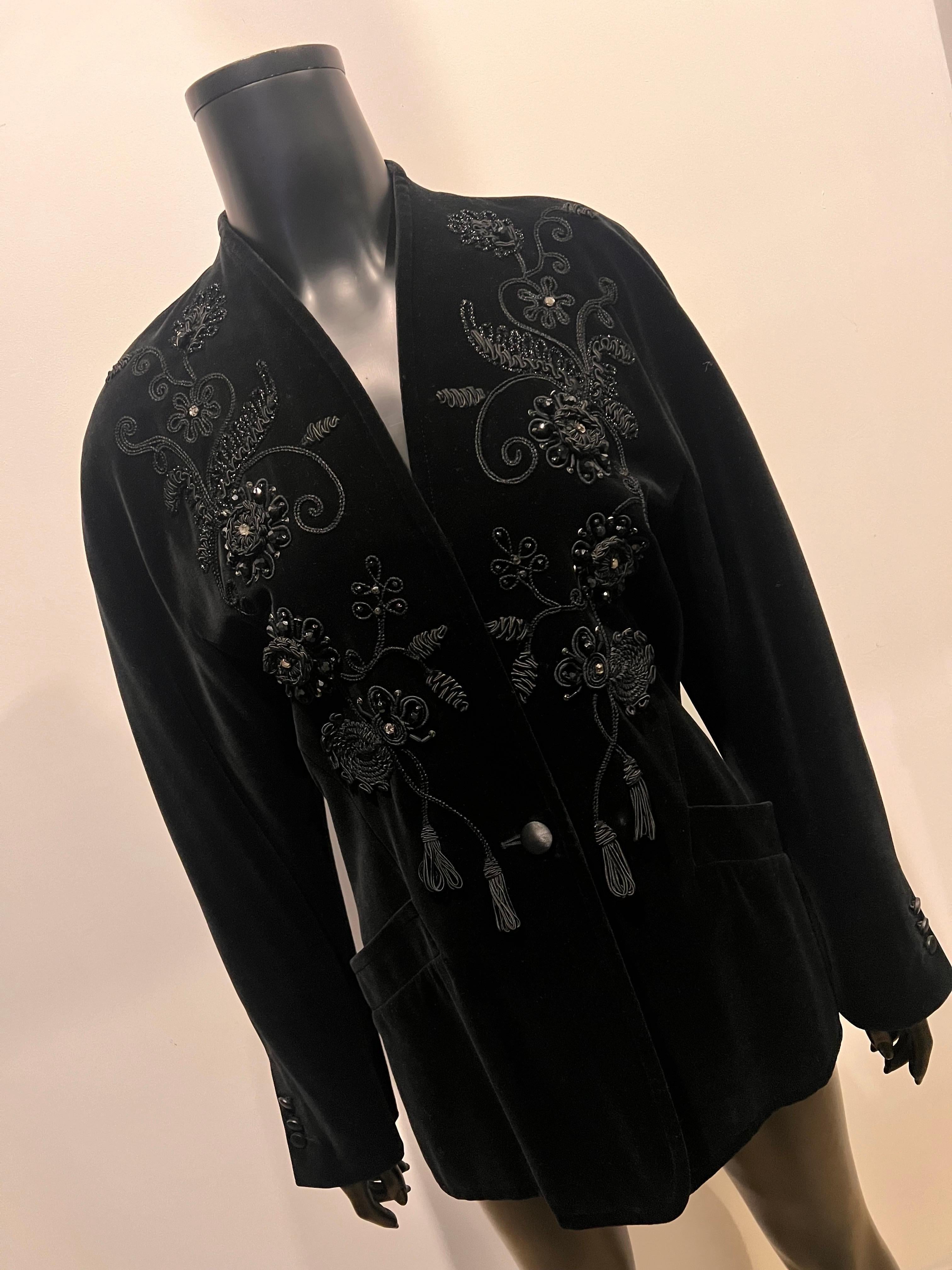 Black Beautiful 1990s ESCADA evening Jacket with ornate ribbon work and embroidery