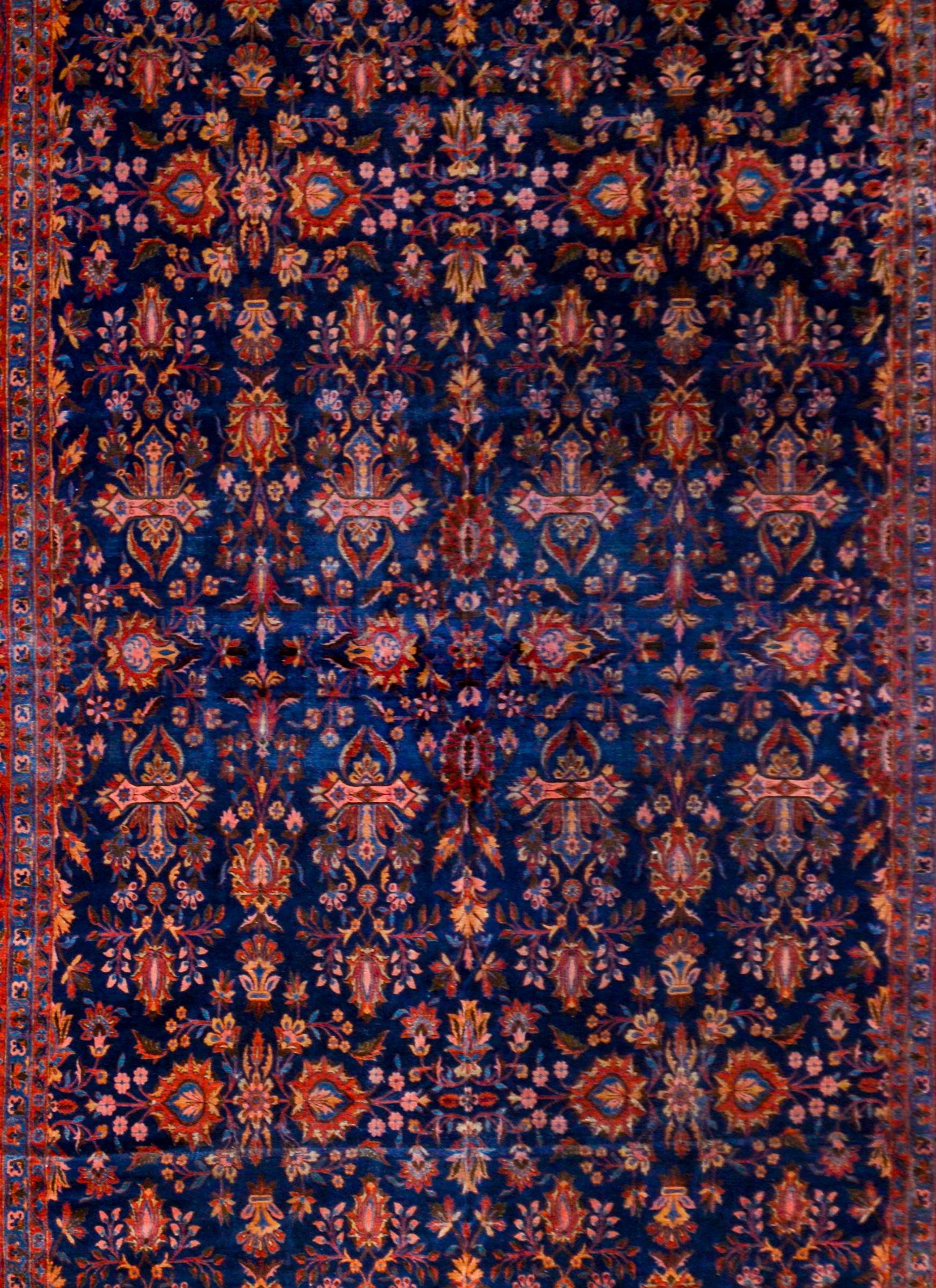 Persian Beautiful 19th Century Antique Kashan Rug For Sale