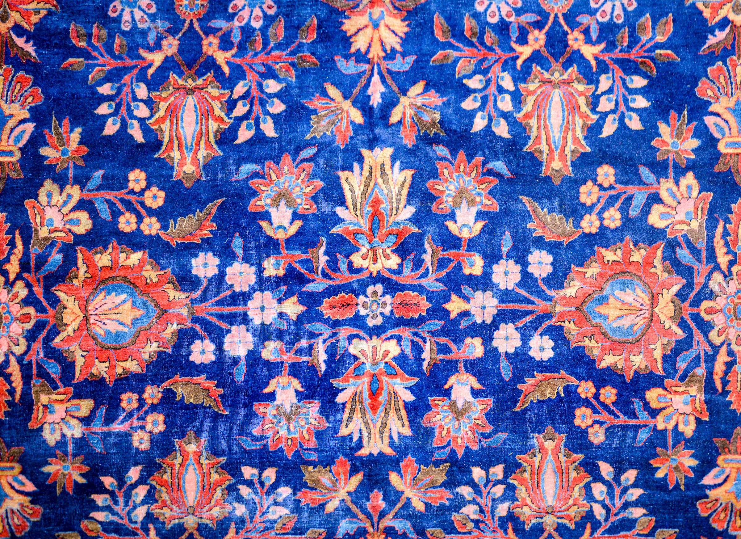Vegetable Dyed Beautiful 19th Century Antique Kashan Rug For Sale