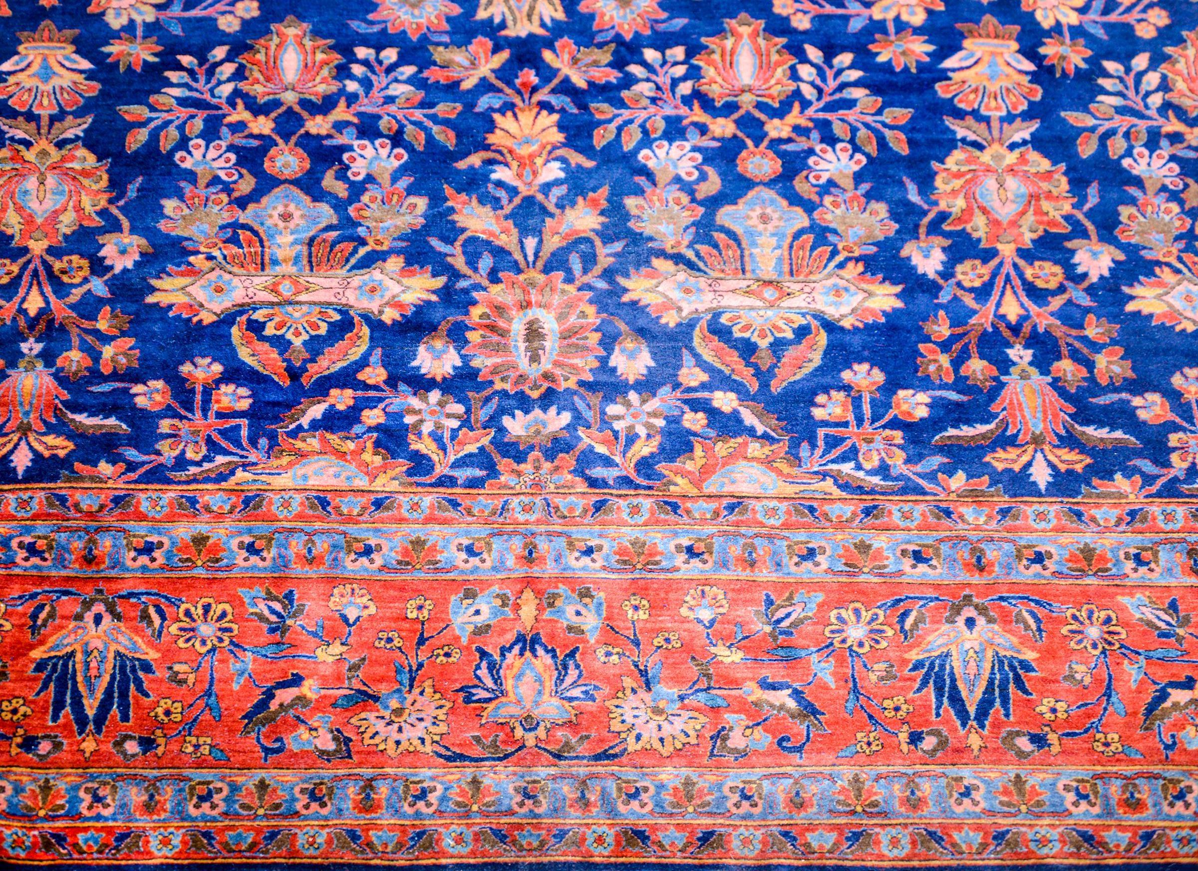 Wool Beautiful 19th Century Antique Kashan Rug For Sale