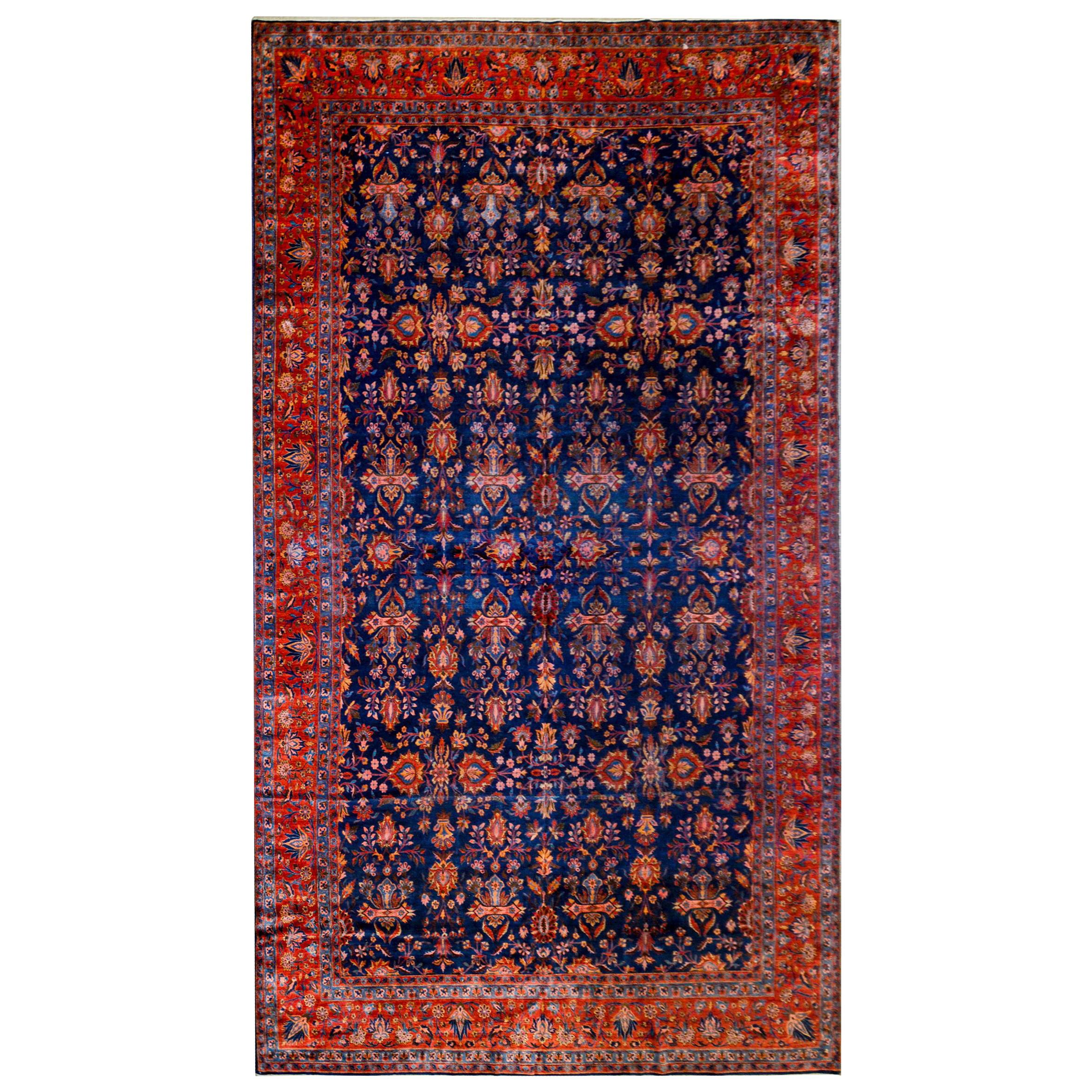 Magnifique tapis de Kashan ancien du 19ème siècle