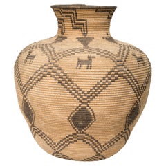 Antique Beautiful 19th Century Apache Figurative Olla Shaped Basket