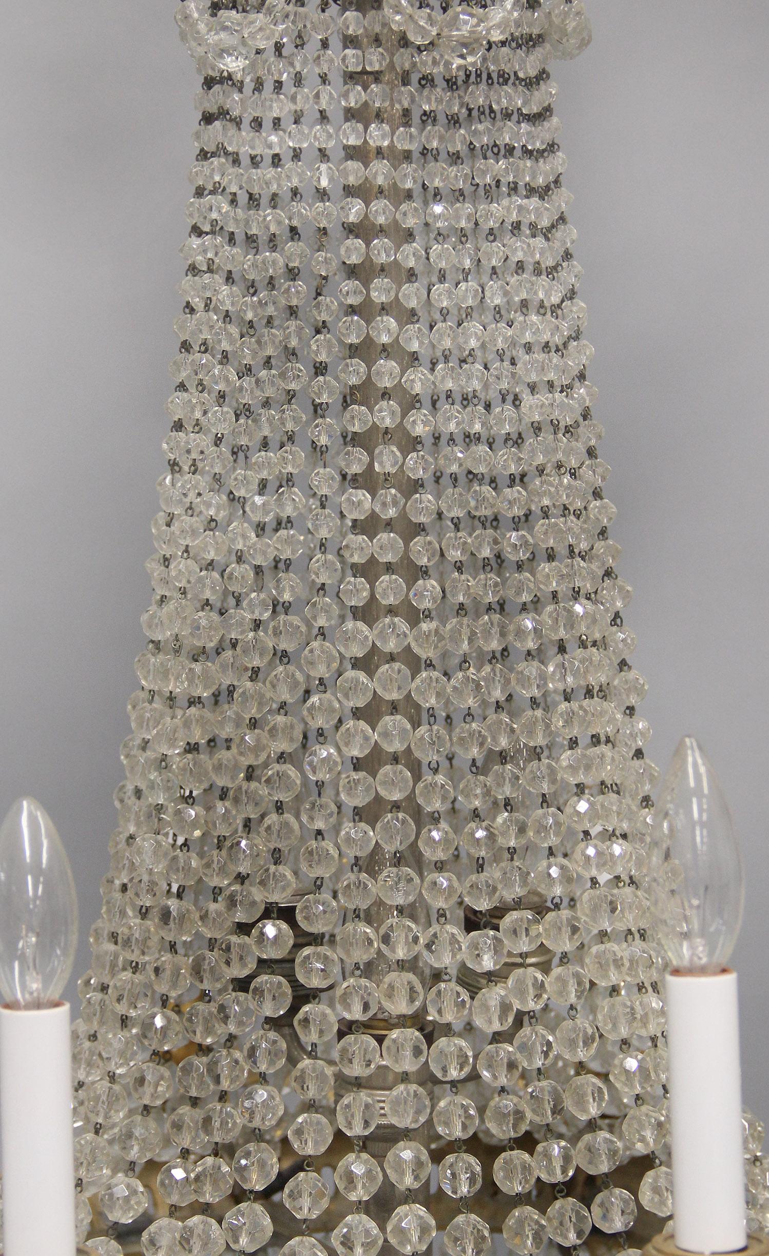 Gilt Beautiful 19th Century Bronze and Beaded Seventeen Light Drop Crystal Chandelier For Sale