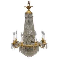 Beautiful 19th Century Bronze and Beaded Seventeen Light Drop Crystal Chandelier