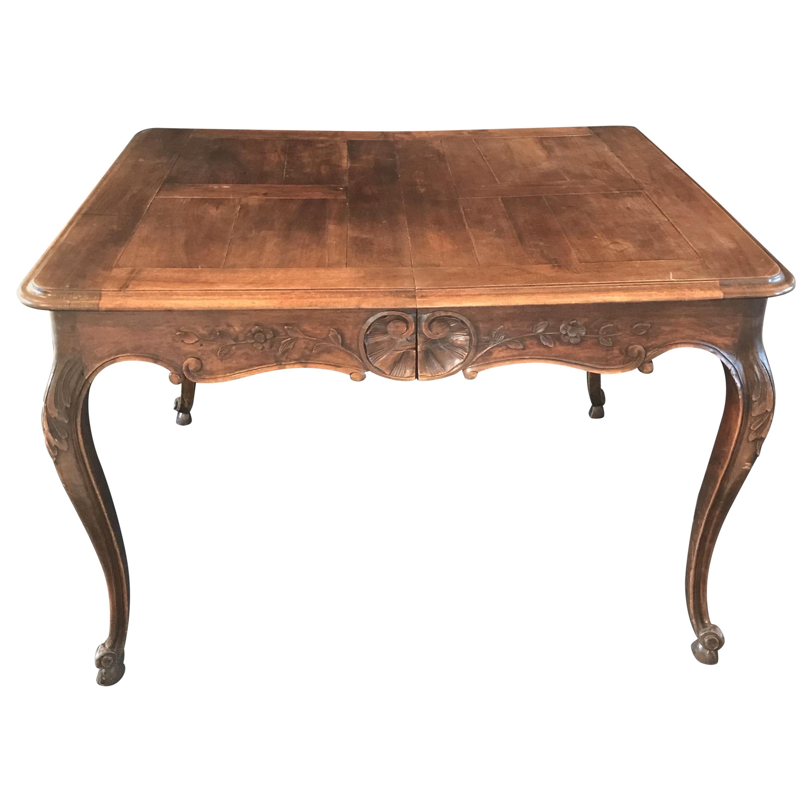 Beautiful 19th Century Country French Louis XV Carved Walnut Dining Table