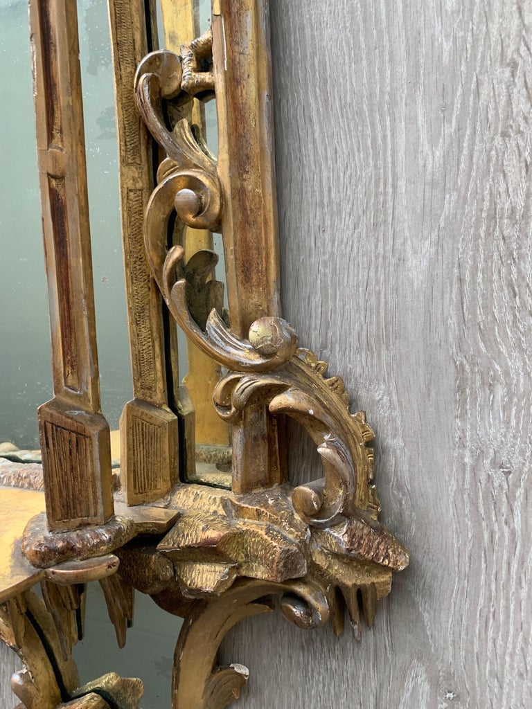 Beautiful 19th Century French Antique Gilt Wooden Frame Wall Mirror