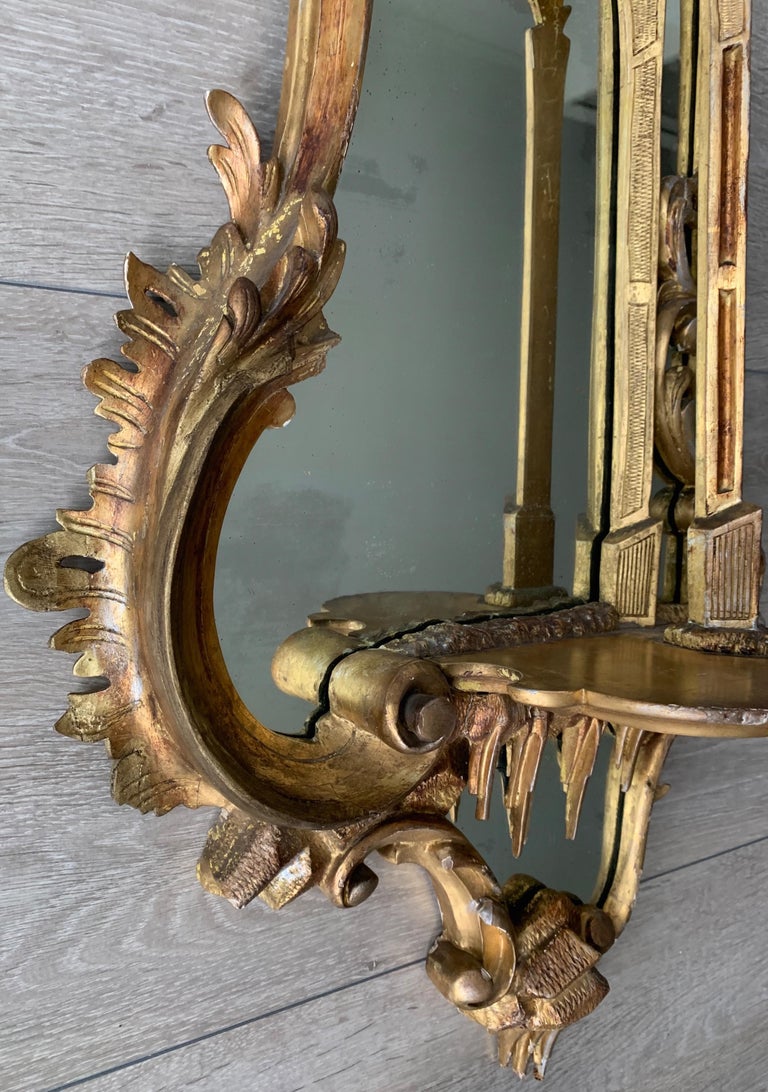 Beautiful 19th Century French Antique Gilt Wooden Frame Wall Mirror