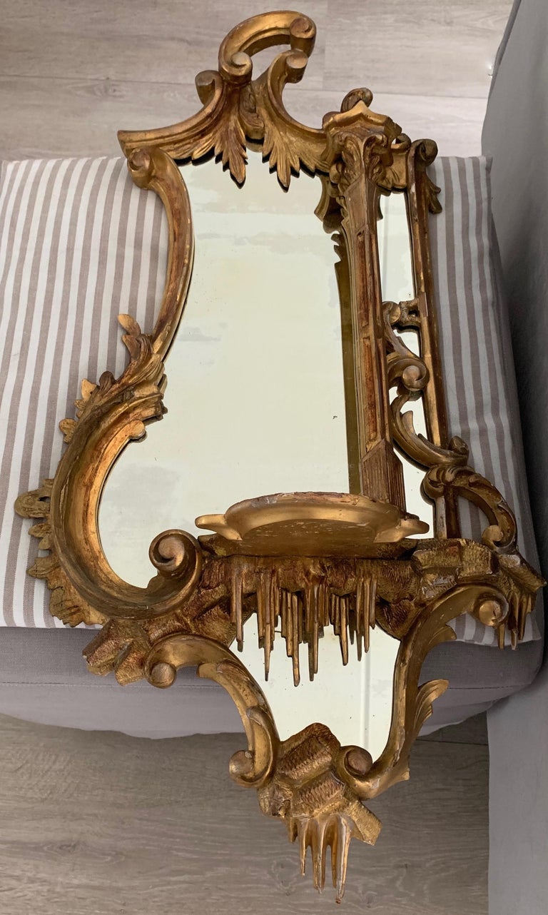 Beautiful 19th Century French Antique Gilt Wooden Frame Wall Mirror