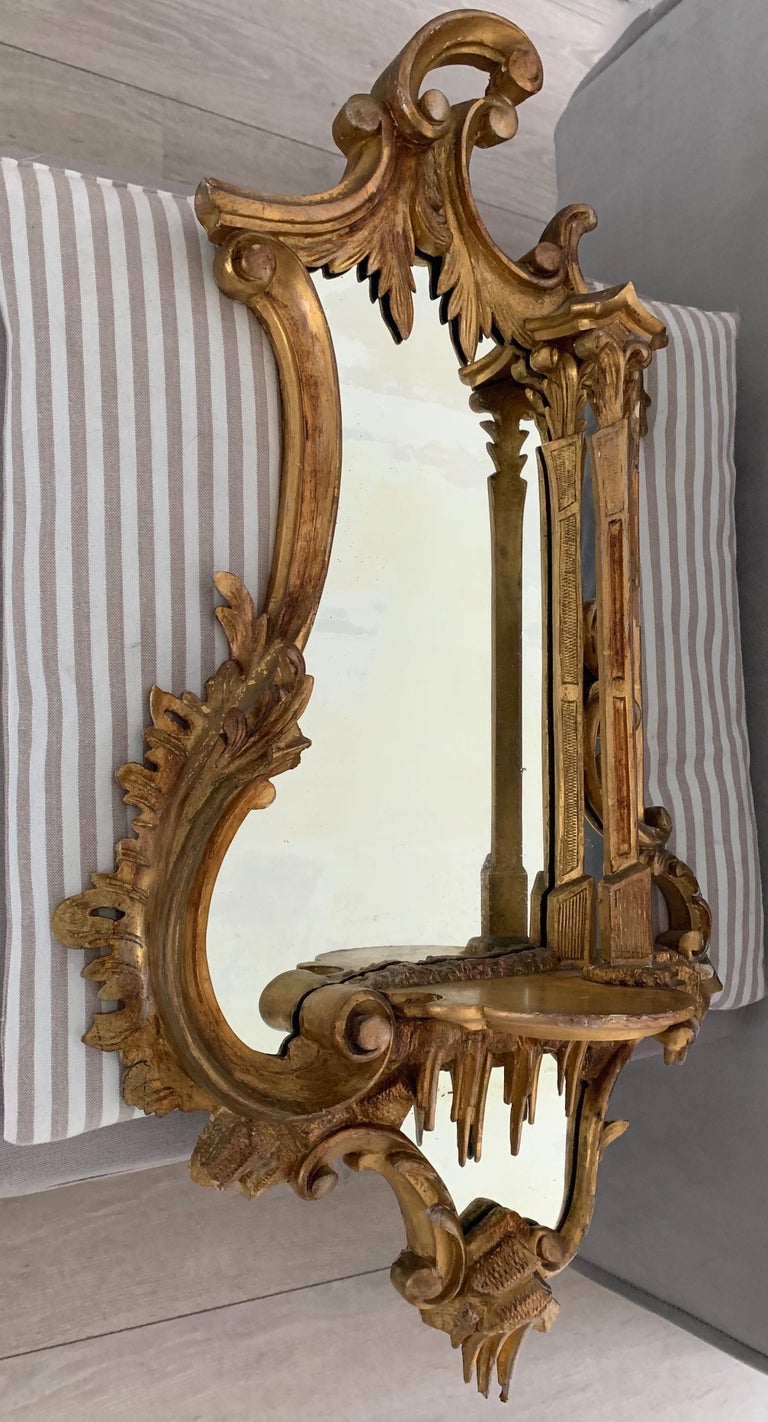 Beautiful 19th Century French Antique Gilt Wooden Frame Wall Mirror