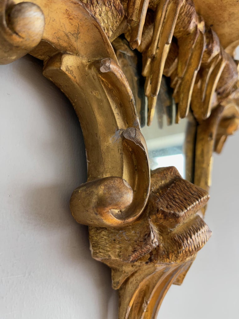 Amazing 19th Century French Antique Gilt Wooden Frame Wall Mirror with