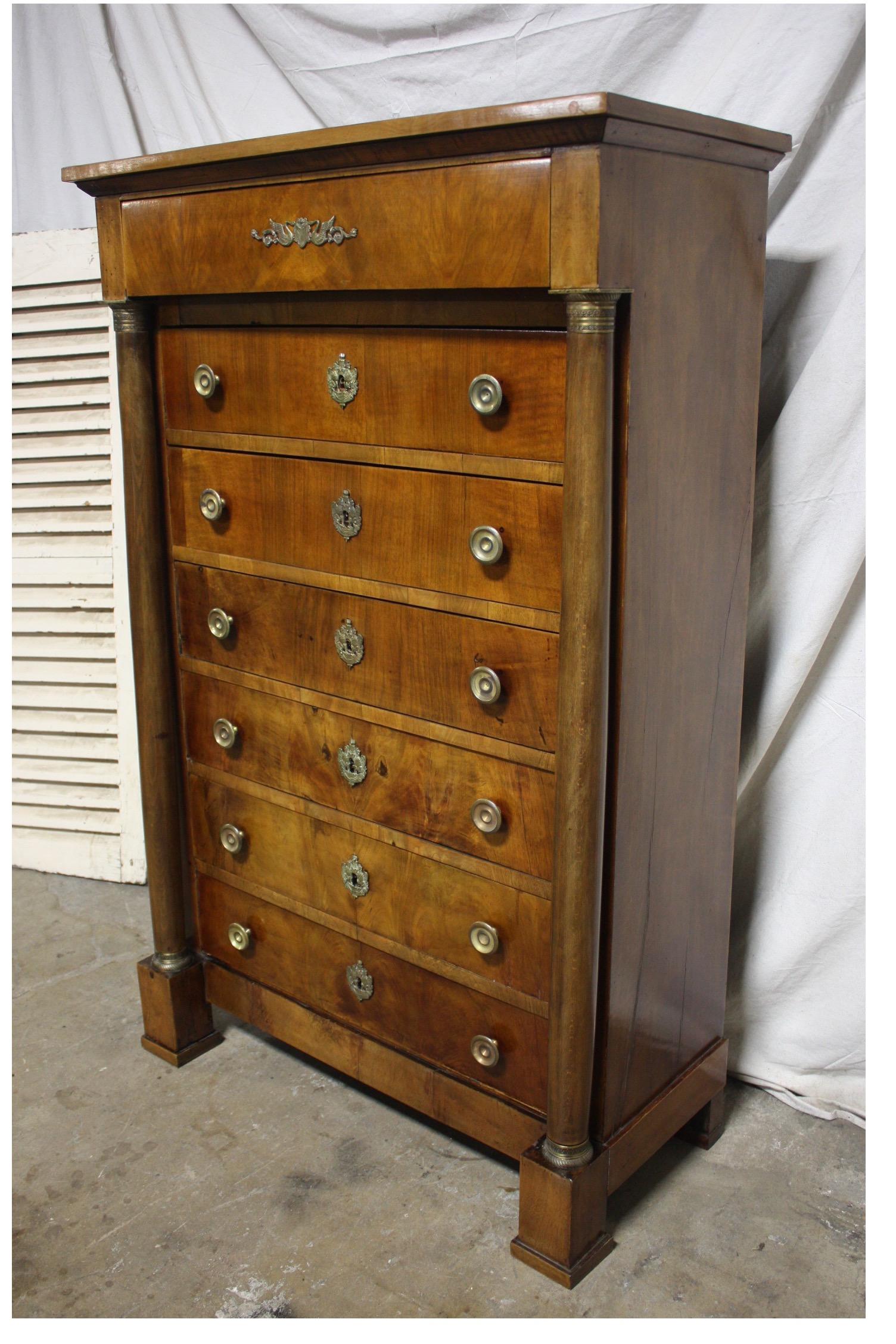 Beautiful 19th Century French Empire Weekly Dresser In Good Condition In Stockbridge, GA