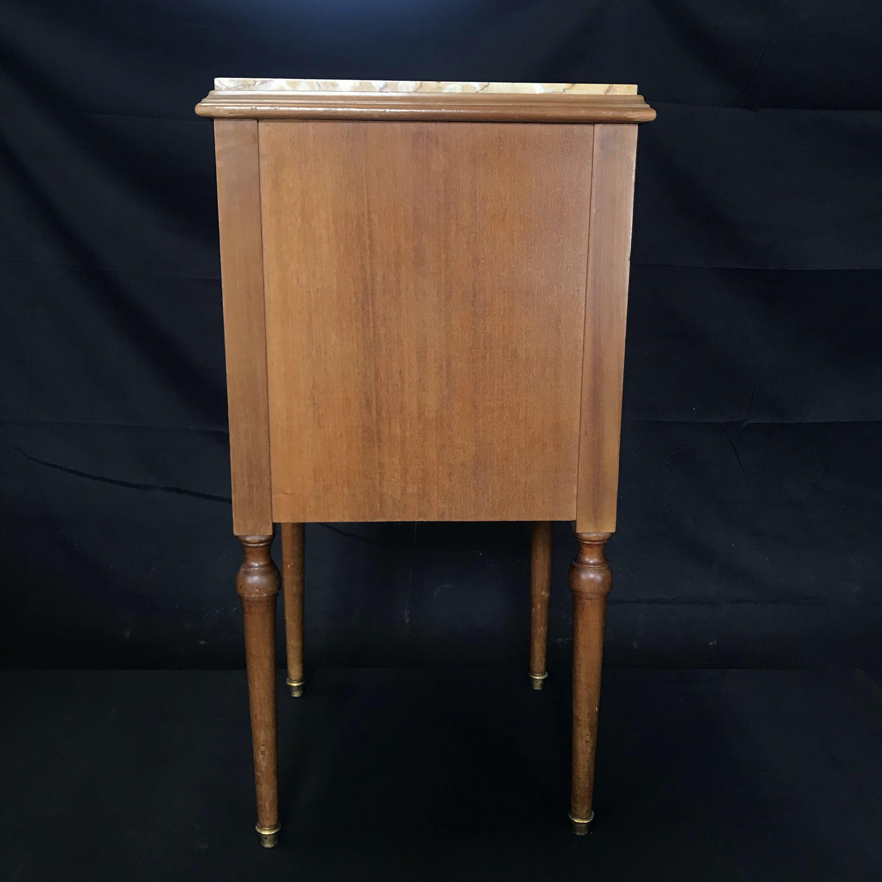 Beautiful 19th Century French Inlaid Night Stand with Marble Top For Sale 8
