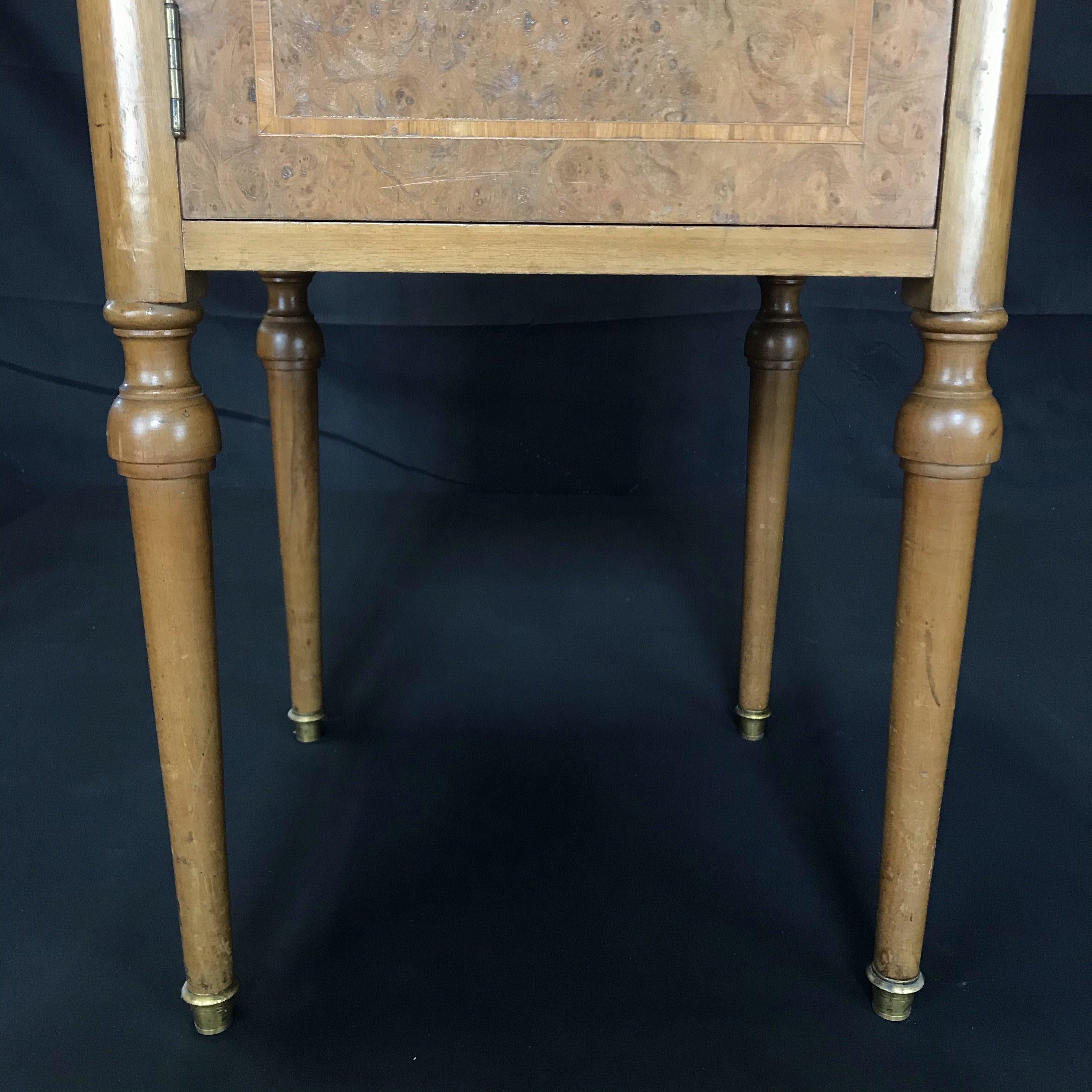 Beautiful 19th Century French Inlaid Night Stand with Marble Top For Sale 6