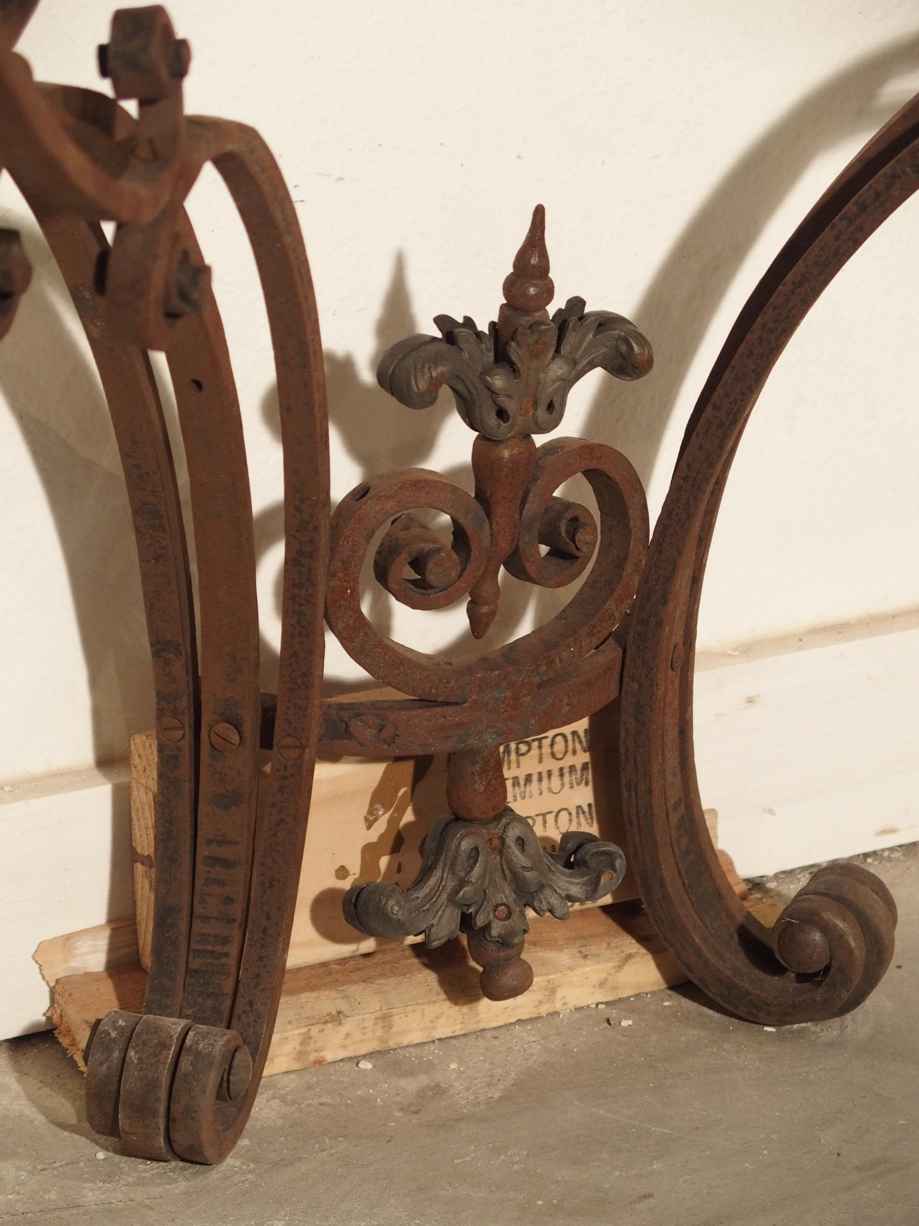 Beautiful 19th Century French Iron and Bronze Console Table with Marble Top 4