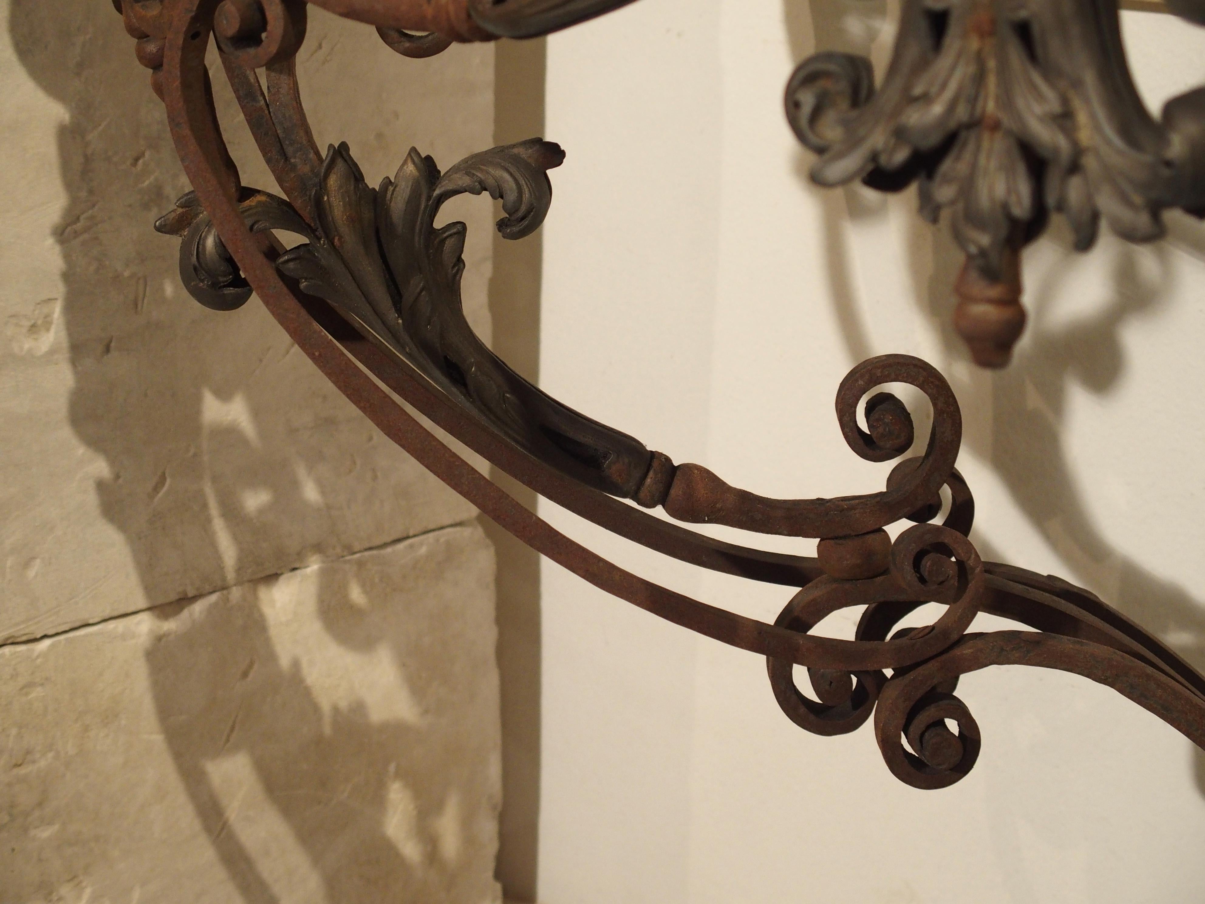 Beautiful 19th Century French Iron and Bronze Console Table with Marble Top 9