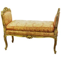 Beautiful 19th Century French Louis XV Carved and Gilt Bench