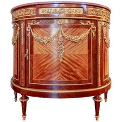 Beautiful 19th Century French Louis XVI Kingwood and Gilt Bronze Demilune