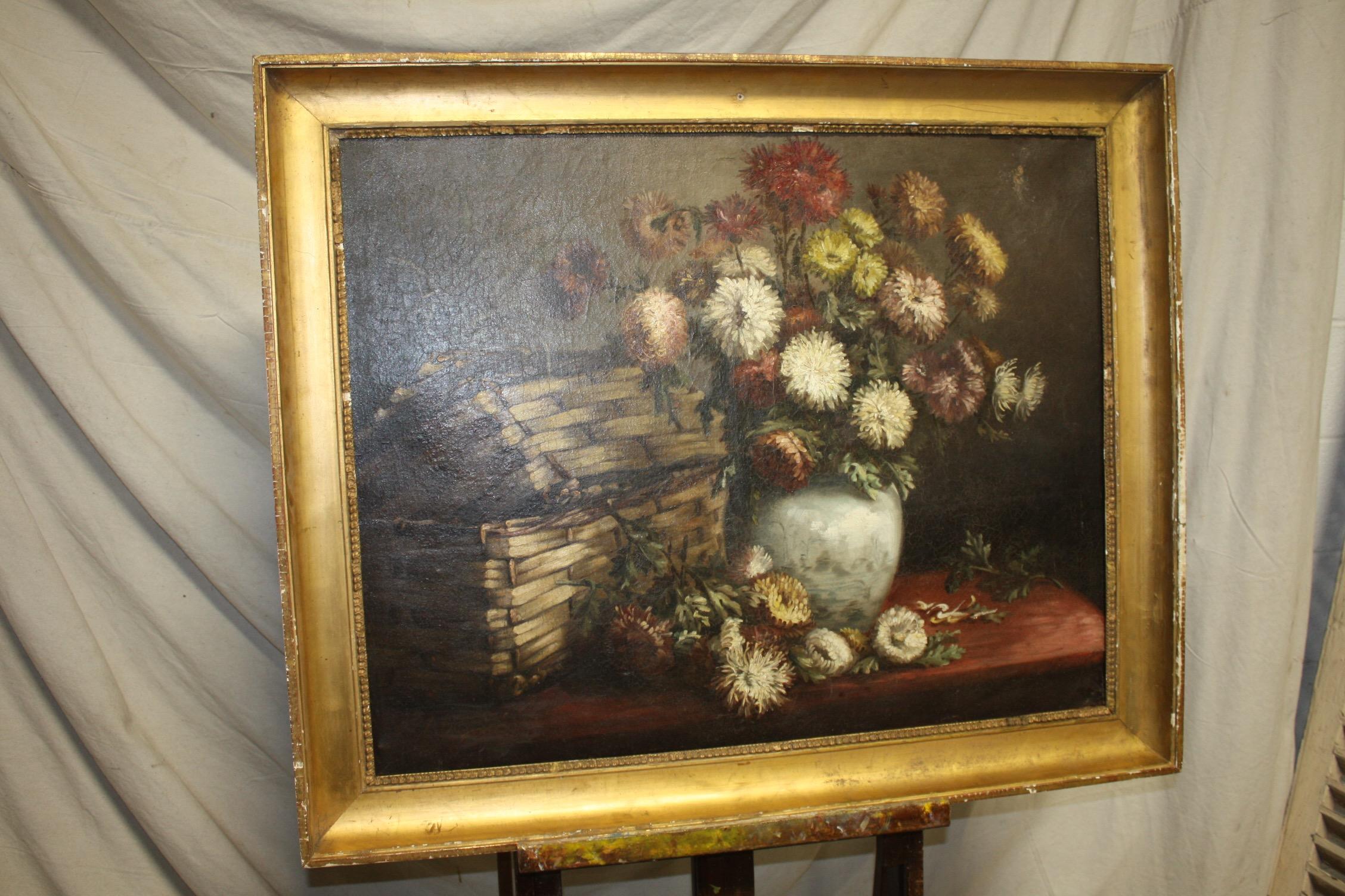Beautiful 19th Century French Oil on Canvas In Good Condition For Sale In Stockbridge, GA