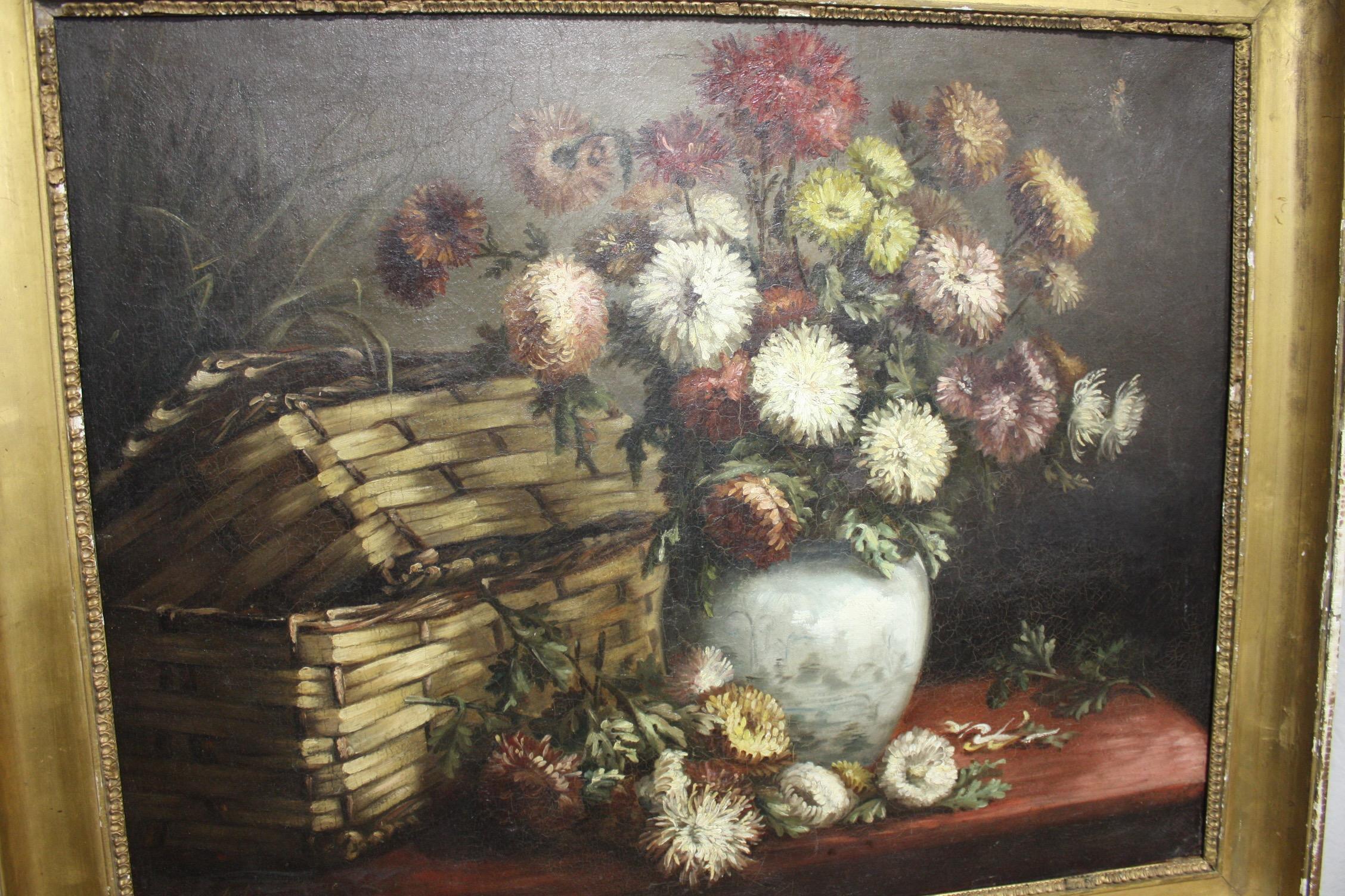 Beautiful 19th Century French Oil on Canvas For Sale 1