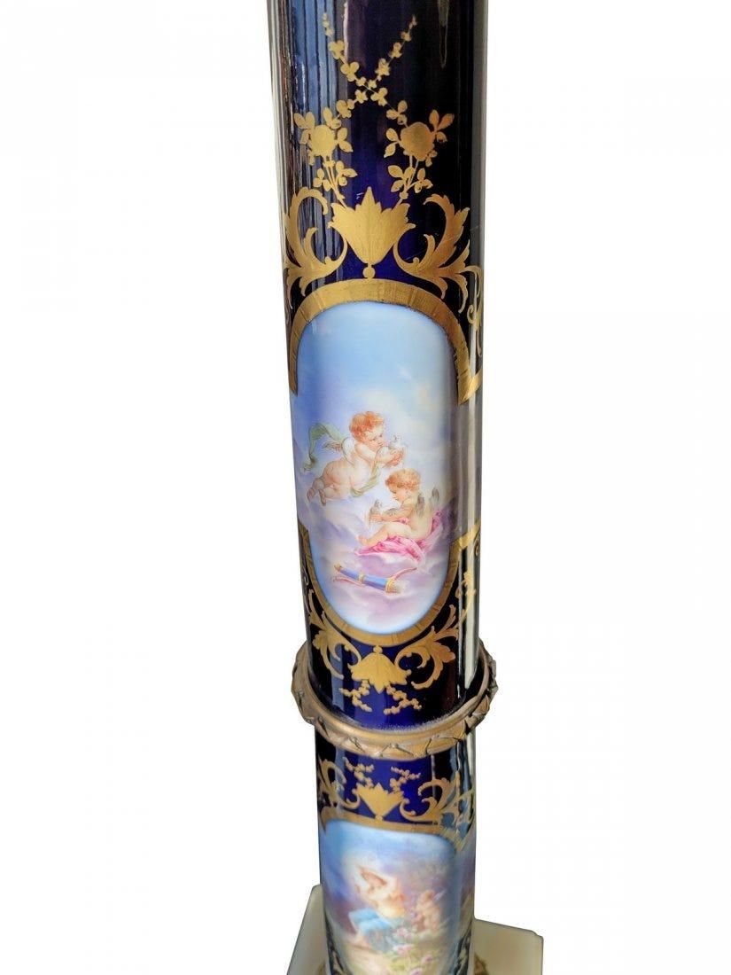 Hand-Painted Beautiful 19th Century French Sèvres Porcelain and Onyx Pedestal