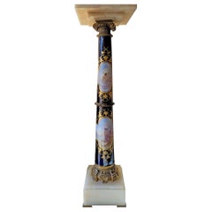Beautiful 19th Century French Sèvres Porcelain and Onyx Pedestal