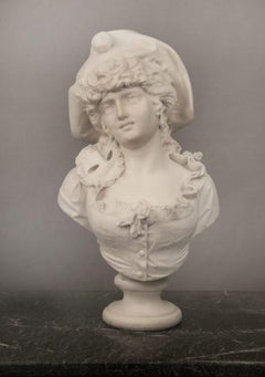 Beautiful 19th Century Italian Carrara Marble Bust of a Woman by F. Musaglino