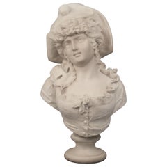 Beautiful 19th Century Italian Carrara Marble Bust of a Woman by F. Musaglino