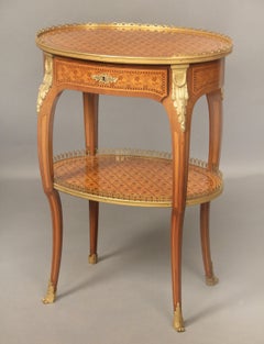 Beautiful 19th Century Louis XV Style Gilt Bronze-Mounted Marquetry Lamp Table