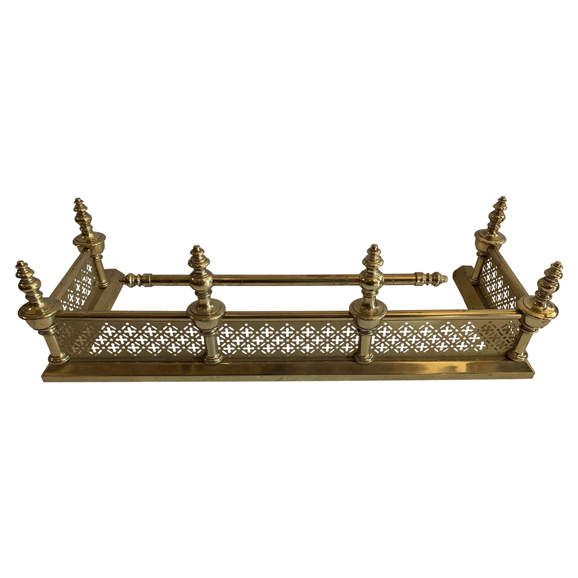 Beautiful 19th Century Pierced Brass Fireplace Fender at 1stDibs