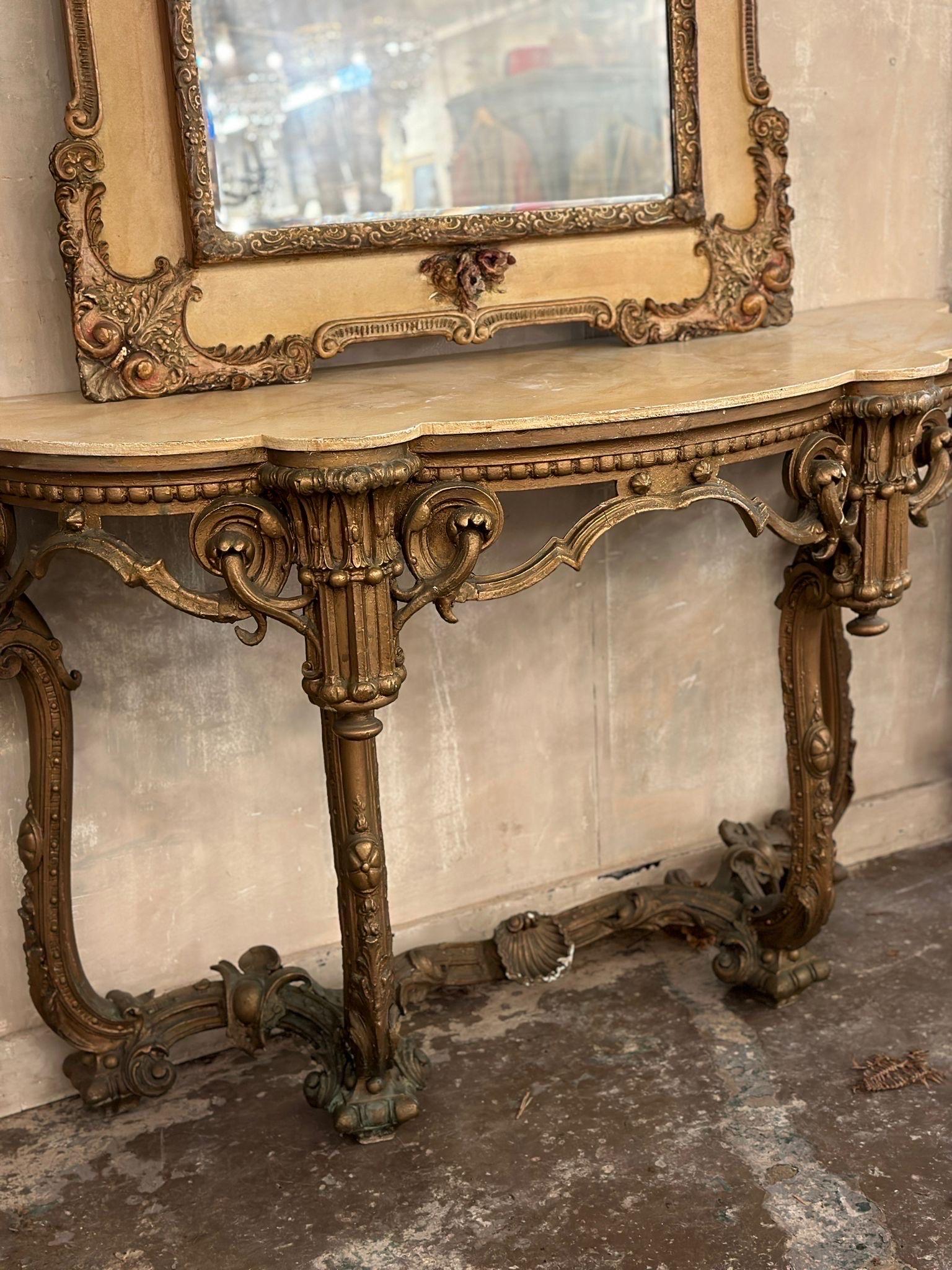Miroir Magnifique console et miroir français du XIXe siècle en vente