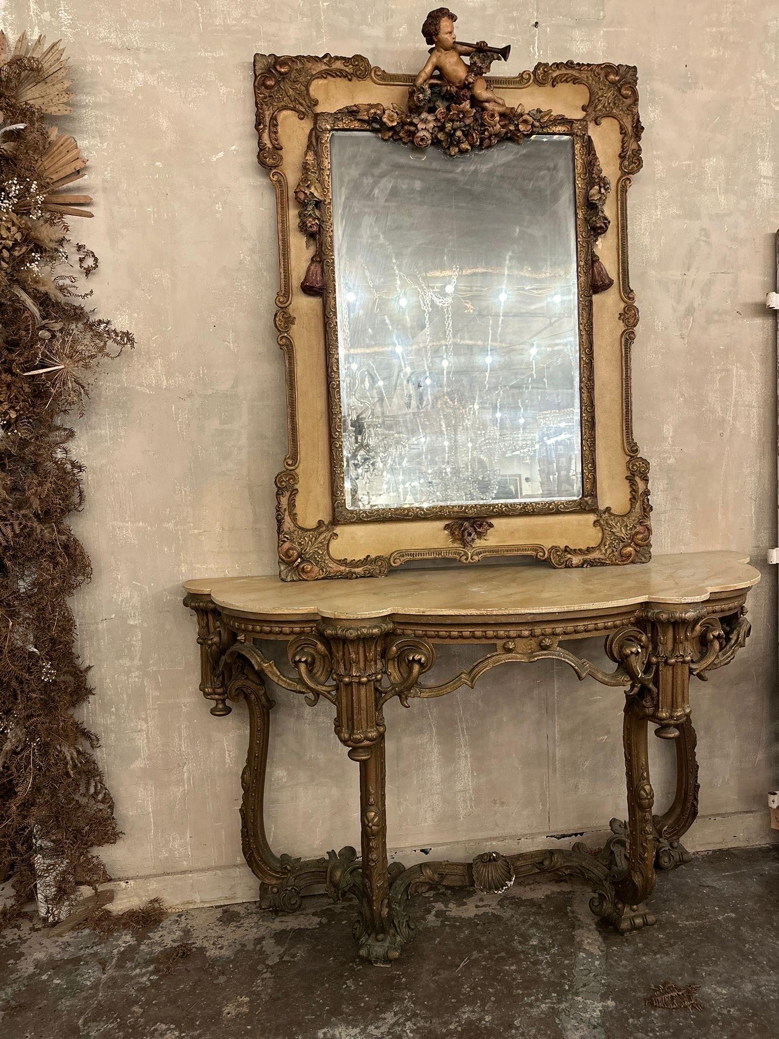 Beautiful, 19thC French console table and mirror For Sale 3
