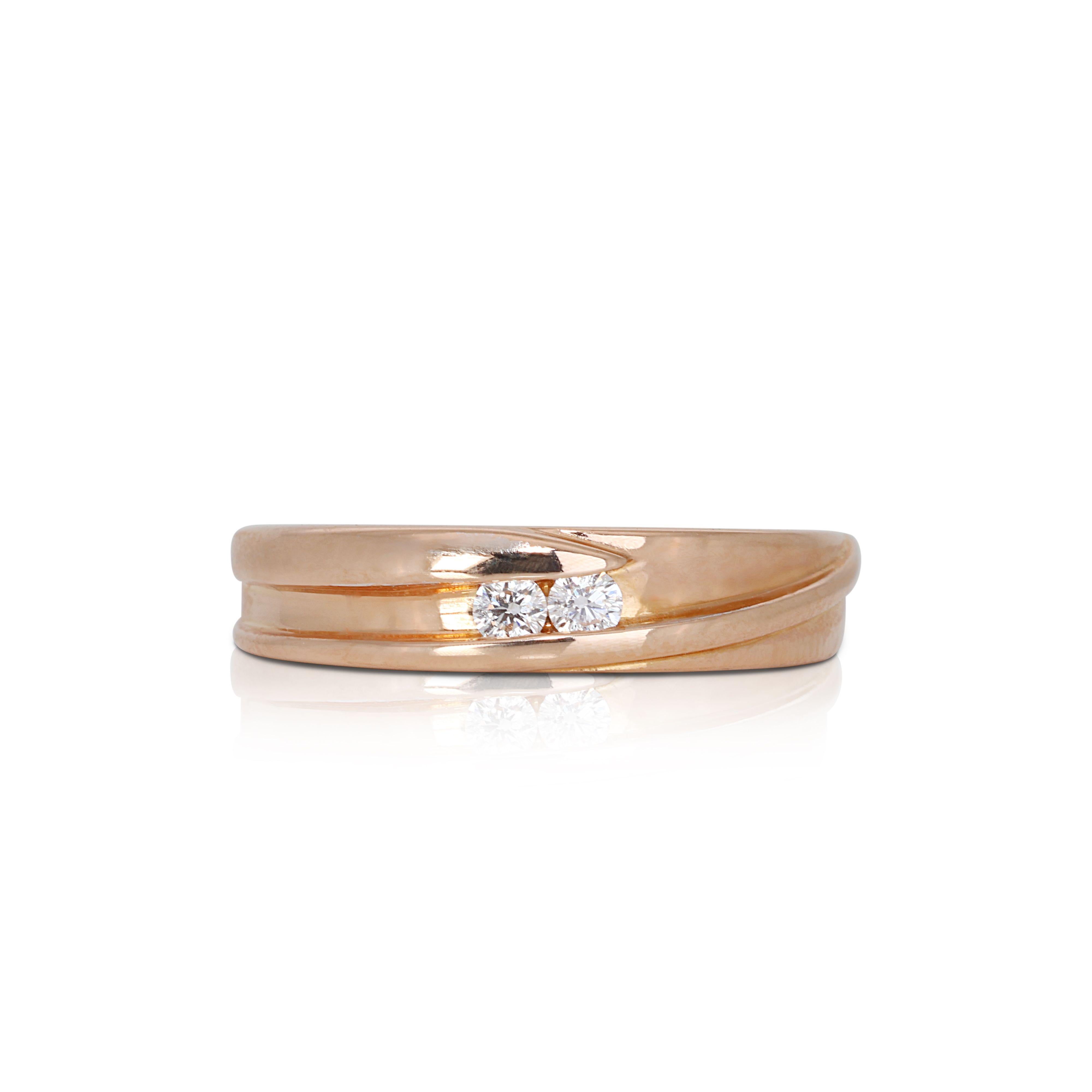 Framing the diamonds is a band of lustrous 18k yellow gold, providing a lovely two-tone effect. The yellow gold extends halfway around the shank, meeting the white gold in a seamless design. This ring makes a timeless and romantic gift for an