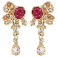 Beautiful 2.02ct Ruby Lever Back Earrings with sparkling Side Diamonds