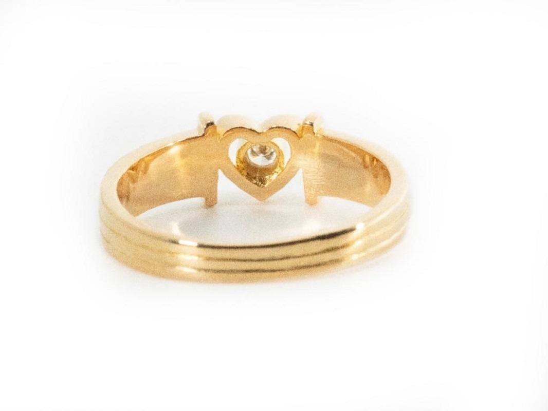 Women's Beautiful 20K Yellow Gold Heart Shape Ring with 0.05 Ct Natural Diamond