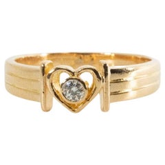 Beautiful 20K Yellow Gold Heart Shape Ring with 0.05 Ct Natural Diamond