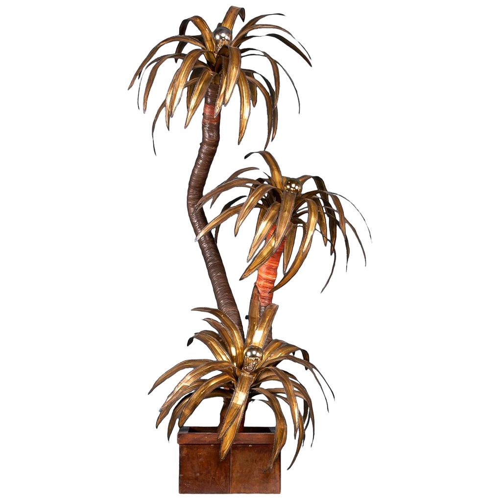 Beautiful 20th Century Maison Jansen Palm Tree Floor / Side Lamp, circa 1960