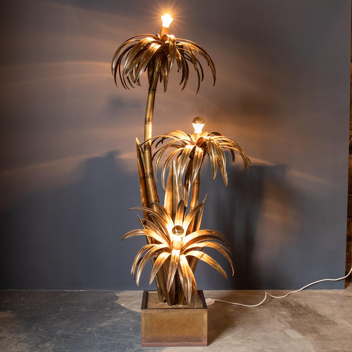 French Beautiful 20th Century Maison Jansen Palm Tree Floor / Side Lamp, circa 1970