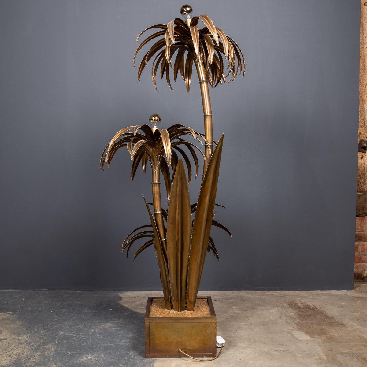 Brass Beautiful 20th Century Maison Jansen Palm Tree Floor / Side Lamp, circa 1970