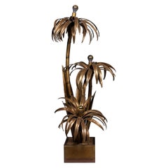 Beautiful 20th Century Maison Jansen Palm Tree Floor / Side Lamp, circa 1970