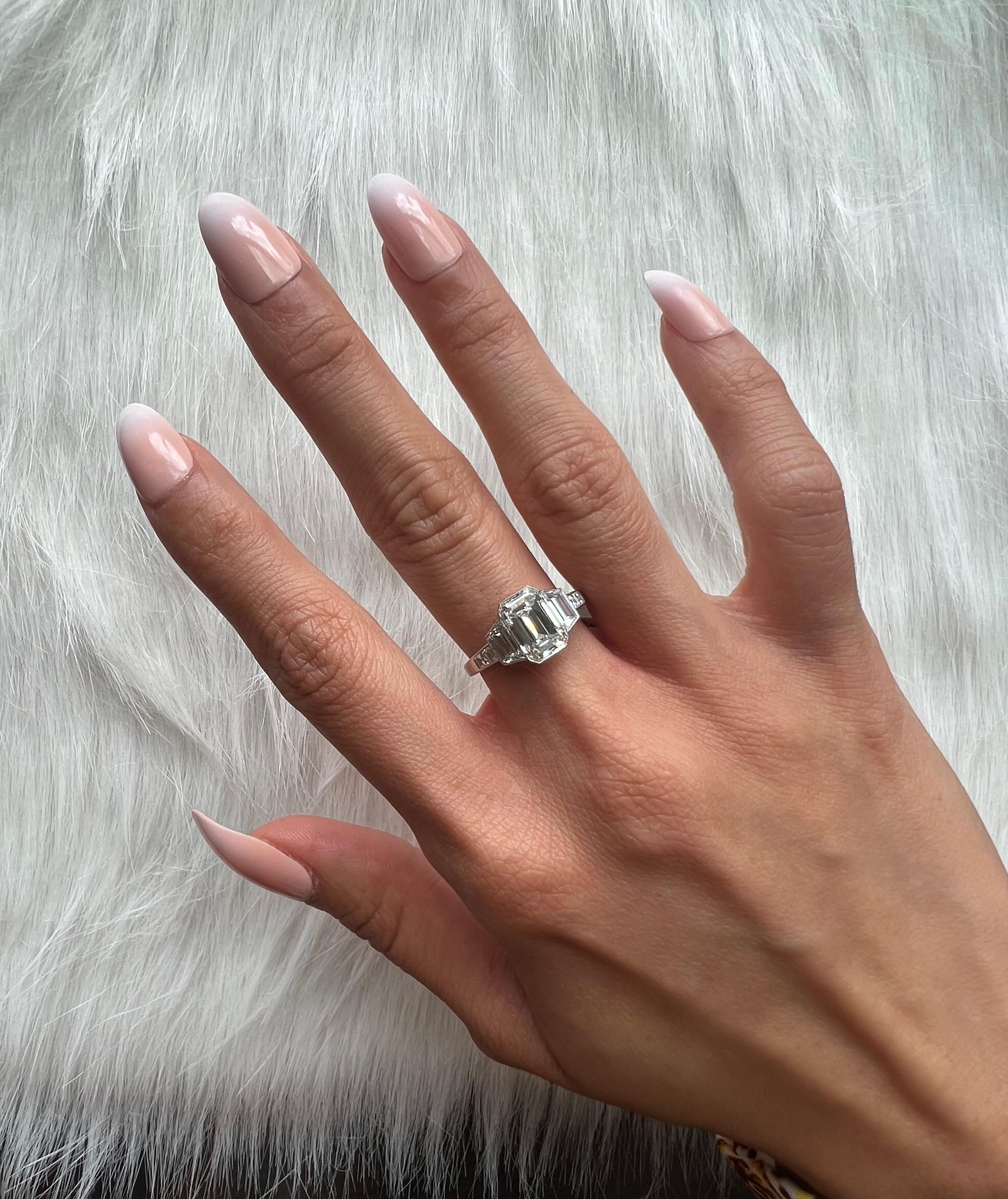Women's or Men's Sophia D. 2.22 Carat Emerald Cut Diamond Engagement Ring For Sale