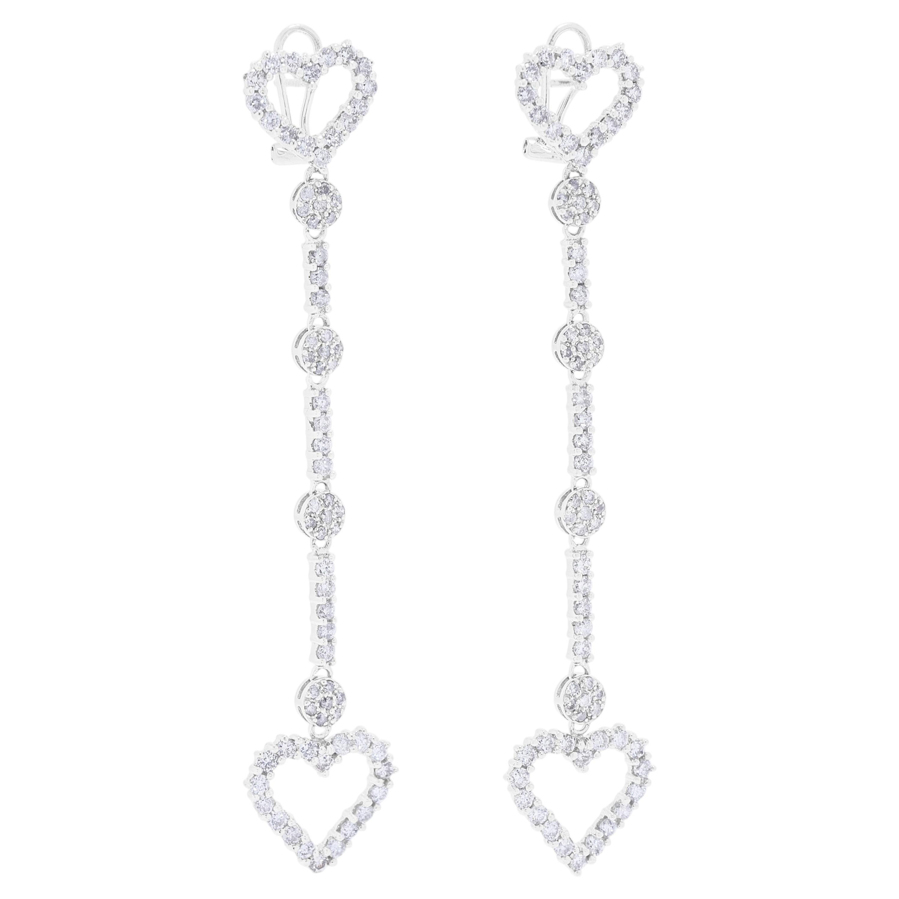 Beautiful 2.58ct Diamond Drop Earrings in 18K White Gold