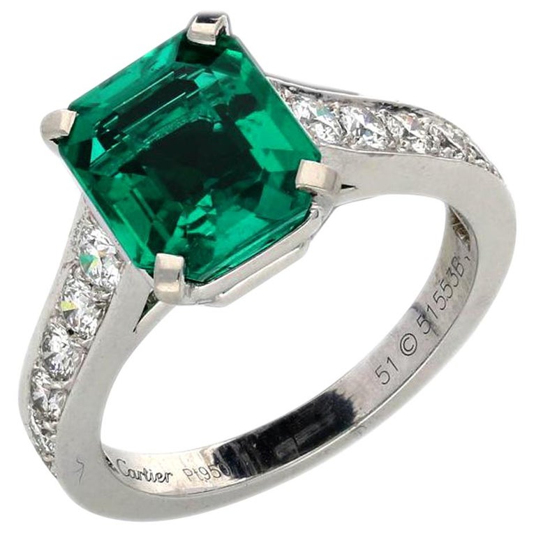 Beautiful 2.59ct Colombian Emerald and Diamond Platinum Solitaire Ring by  Cartier at 1stDibs | cartier solitaire 1895 emerald price, cartier emerald,  cartier smaragd ring