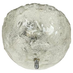 beautiful 26cm ice glass and brass ceiling Light Kalmar Style, Germany, 1980s