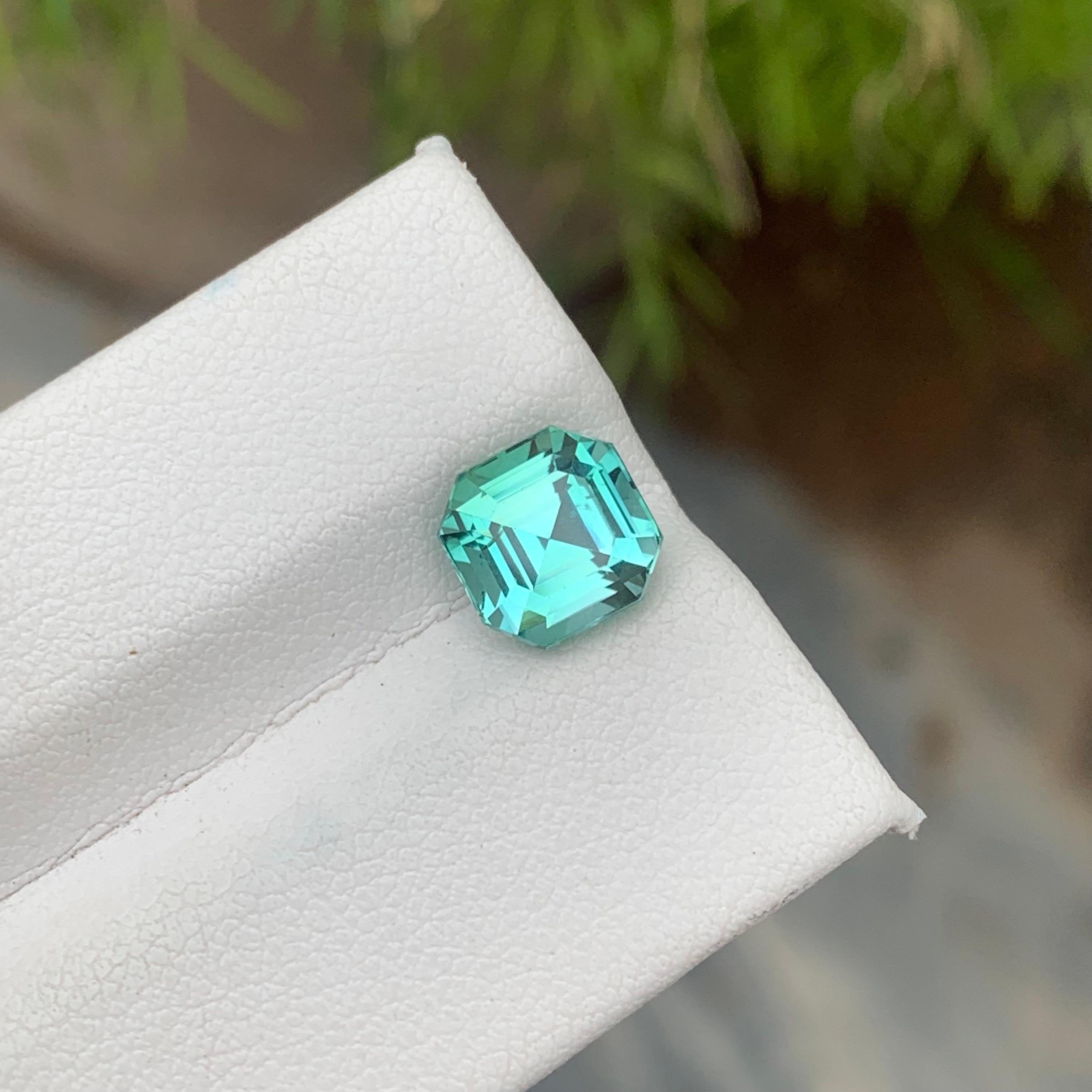 Beautiful 2.75 Carat Natural Loose Blue Seafoam Tourmaline Asscher Cut Gemstone 5