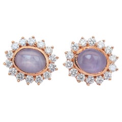 Beautiful 2.77ct Sapphires and Diamonds Stud Earrings in 18k Yellow Gold